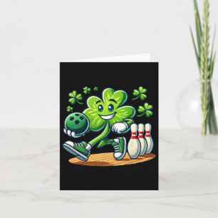 Carte St Patrick's Day Bowling Garçons Filles Joli Trèfl