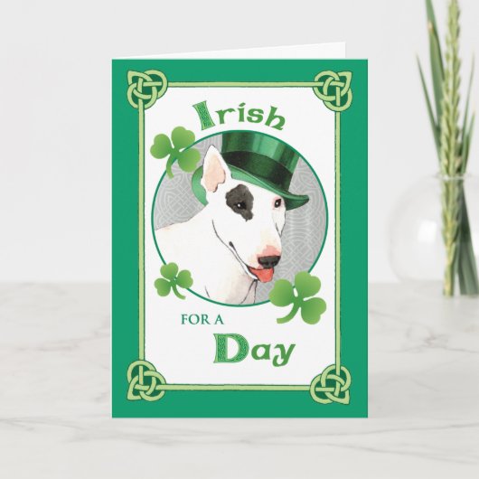 Carte St. Patrick's Day Bull Terrier (Devant)