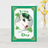 Carte St. Patrick's Day Bull Terrier (Fleur jaune)