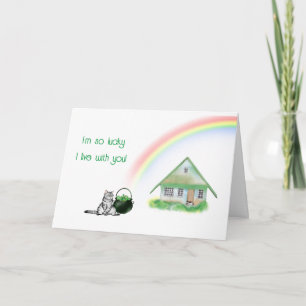 Carte St. Patrick's Day Cat et Rainbow Card