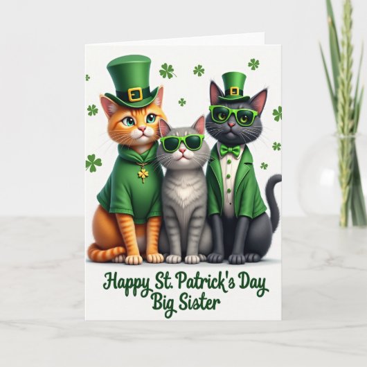 Carte St Patricks Day Cats Big Sister Card (Devant)