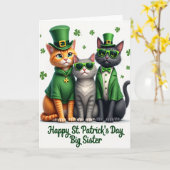 Carte St Patricks Day Cats Big Sister Card (Fleur jaune)