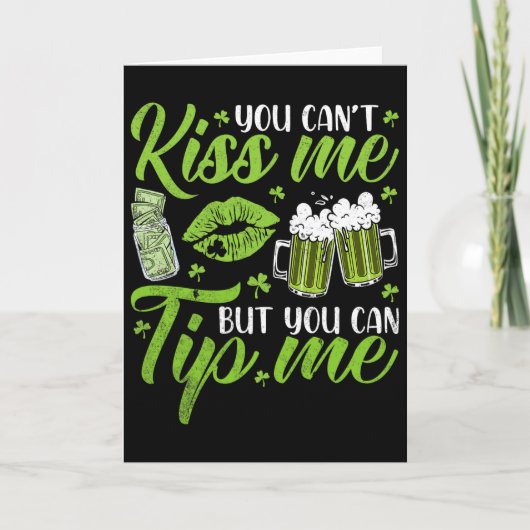 Carte St Patricks Day Chanceux Shamrock Serveuse Rtender (Devant)