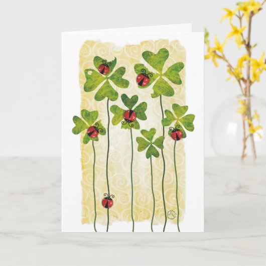 Carte st. patrick's day clover & ladybugs (Fleur jaune)