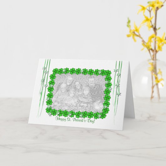 Carte St. Patrick's Day Clover Stars Wide (cadre photo) (Fleur jaune)