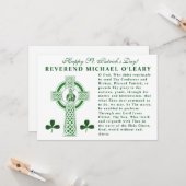 Carte St. Patricks Day Croix celtique Shamrocks (Devant/Arrière en situation)