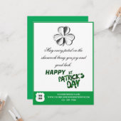 Carte St. Patrick's Day Custom Logo Business Holiday (Devant/Arrière en situation)