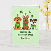Carte St Patricks Day Dogs Vector Art Card (Fleur jaune)