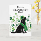 Carte St. Patrick's Day Élégant Black Labrador Clovers (Fleur jaune)