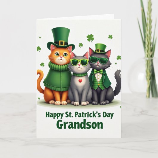 Carte St Patricks Day Felines Glitter Card (Devant)