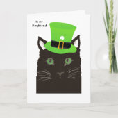 Carte St. Patrick's Day for Boyfriend - Chat noir en Cas (Devant)