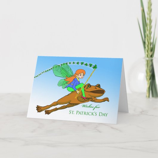Carte St. Patrick's Day for Daughter Fairy Riding Frog (Devant)