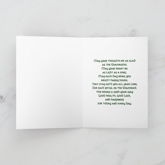 Carte St. Patrick's Day - Irish Blessing - Clover (Intérieur)