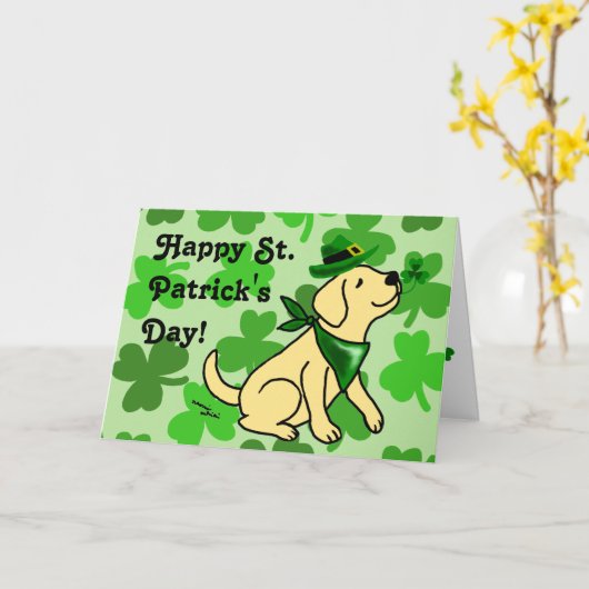 Carte St. Patrick's Day Jaune Labrador (Fleur jaune)