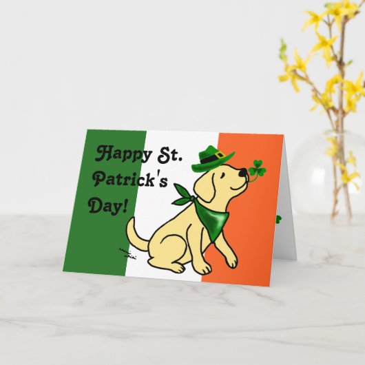 Carte St. Patrick's Day Jaune Labrador (Fleur jaune)