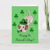 Carte St. Patrick's Day Jaune Labrador Chiot en vert (Devant)
