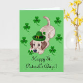 Carte St. Patrick's Day Jaune Labrador Chiot en vert (Fleur jaune)