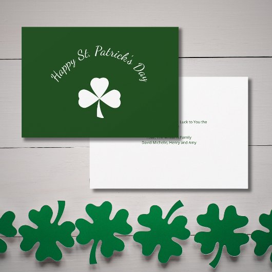Carte St. Patrick's Day Lucky Shamrock Green Holiday