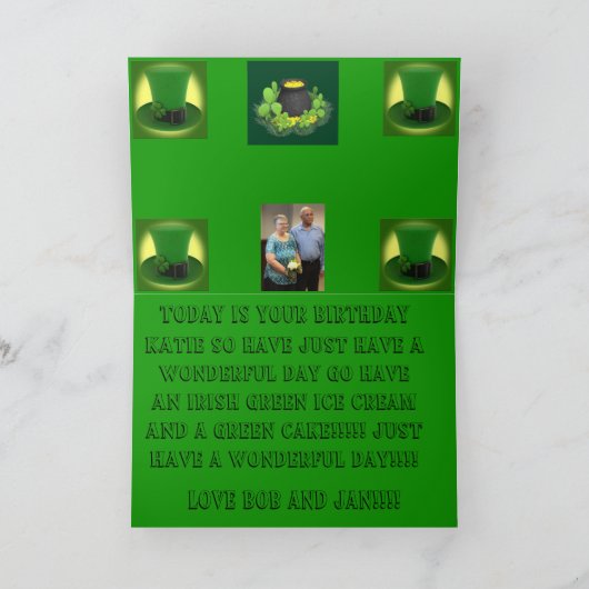 Carte ST Patrick's Day Pot of Gold Birthday (Intérieur)