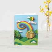 Carte St. Patrick's Day Pot of Gold Rainbow Paper Cutout (Fleur jaune)