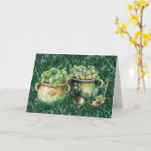 Carte St. Patrick's Day Pots of Gold Irish Clovers (Fleur jaune)
