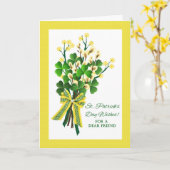 Carte St. Patrick's Day pour Ami avec Bouquet Shamrock (Fleur jaune)