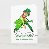 Carte St. Patrick's Day Rock Star Grandson Ajouter un no (Devant)