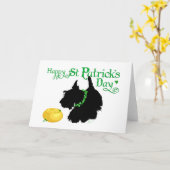 Carte St Patrick's Day Scottish Terrier (Fleur jaune)