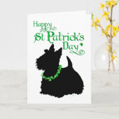 Carte St Patrick's Day Scottish Terrier (Fleur jaune)