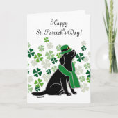 Carte St. Patrick's Day Stylish Black Labrador Clovers (Devant)