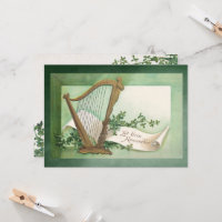 St. Patrick's Day vintage avec Harpe et Clover