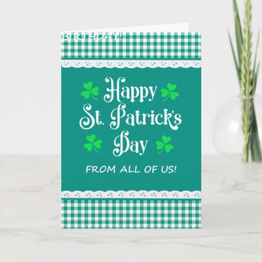 Carte St Patrick's from All Us Shamrock Green Checks (Devant)