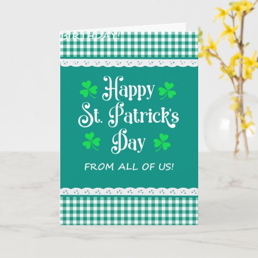 Carte St Patrick's from All Us Shamrock Green Checks (Fleur jaune)