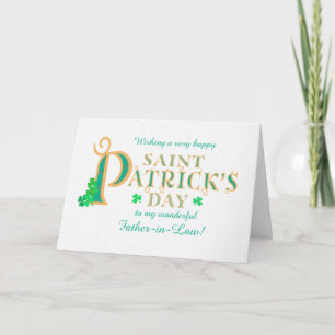 Carte St Patrick's Greeting Père-en-droit Shamrocks