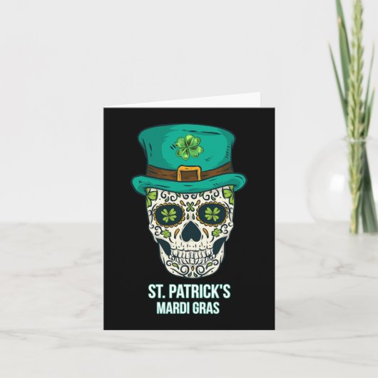 Carte St. Patricks Mardi Gras Cadeau Crâne (Devant)