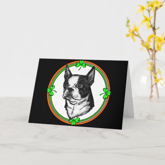 Carte St Pattys de Boston Terrier (Fleur jaune)