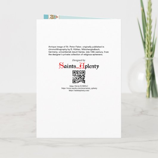 Carte St. Peter Faber (BK 051) Salutation/note blanche (Dos)