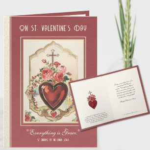 Carte St. Therese Coeur Cross Rose de Saint-Valentin