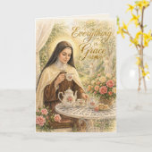 Carte St Therese Everything is Grace Catholic  (Fleur jaune)