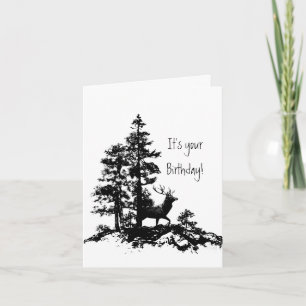 Carte Stag Deer Tree Forêt Animal Masculine Anniversaire
