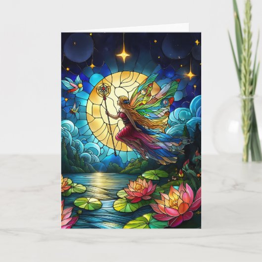 Carte Stained Glass Moonlight Flight Fairy  (Devant)
