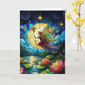 Carte Stained Glass Moonlight Flight Fairy  (Fleur jaune)