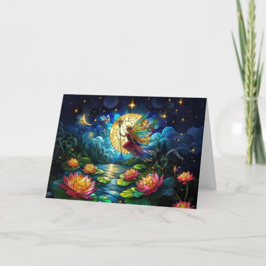 Carte Stained Glass Moonlight Flight Fairy (Devant)