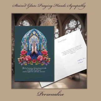 Carte Stained Glass Praying Hands Sympathy