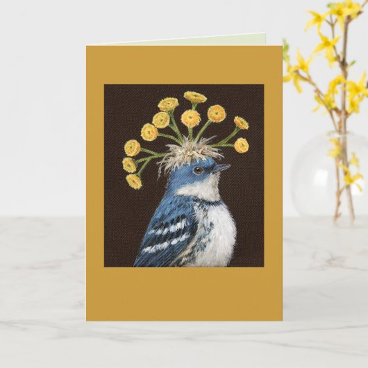 Carte Stan the cerulean warbler card (Fleur jaune)