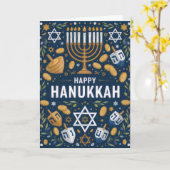 Carte Star of David Menorah Pattern – Happy Hanukkah (Fleur jaune)
