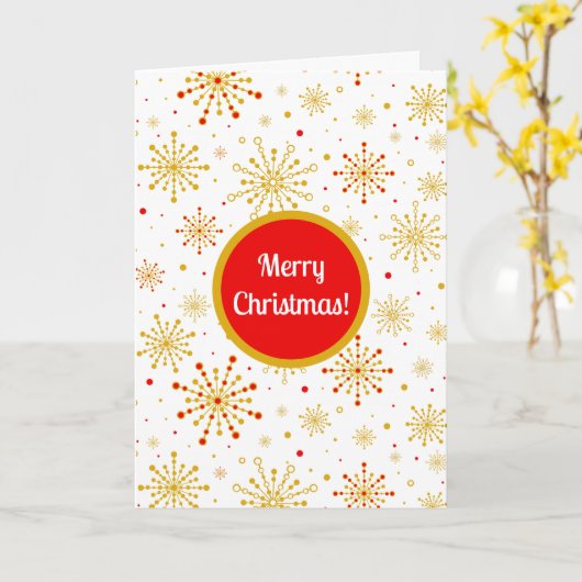 Carte Starburst rétro atomique mi-siècle Mood Rouge & Or (Fleur jaune)