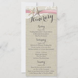 Carte Starfish et dentelle Rustic Beach Mariage Itinérai