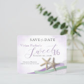 Carte Starfish Lace Sweet 16 Save the Date (Debout devant)