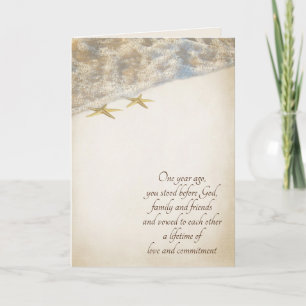 Carte Starfish On Beach pour le 1er Anniversaire